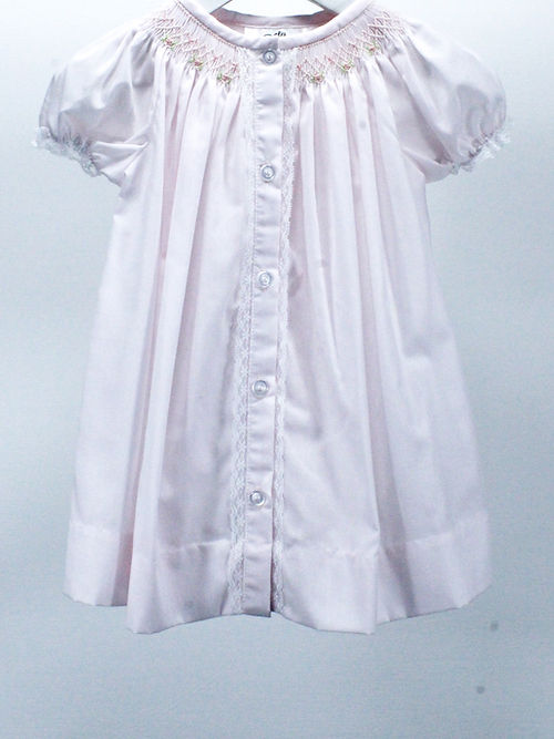 Pink Dress w/Lace and Pink Smocked Flowers