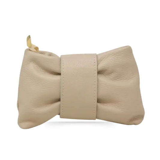 GENUINE ITALIAN LEATHER CLUTCH, TOP HANDLE AND CROSSBODY BAG - Beige