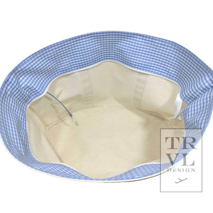 Maxi Tote - Coated Canvas Large Natural With Gingham Sky