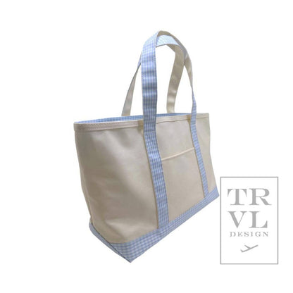 Medium Tote - Coated Canvas Gingham Mist Trim
