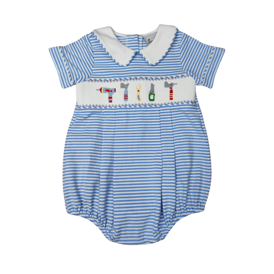 Blue Stripe Smocked Tools Bubble