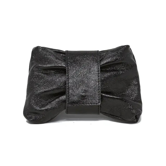 GENUINE ITALIAN LEATHER CLUTCH, TOP HANDLE AND CROSSBODY BAG - Black