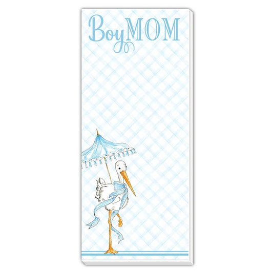 Blue Boy Mom Stork Skinny Notepad