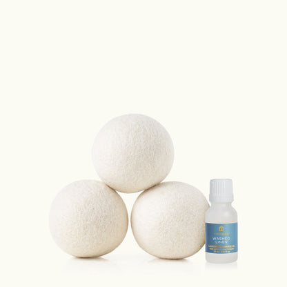 Washed Linen Wool Dryer Balls & Fragrance Set