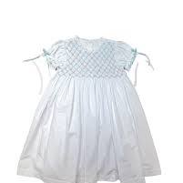 Heirloom Dress White w/Blue & Pink Smocking
