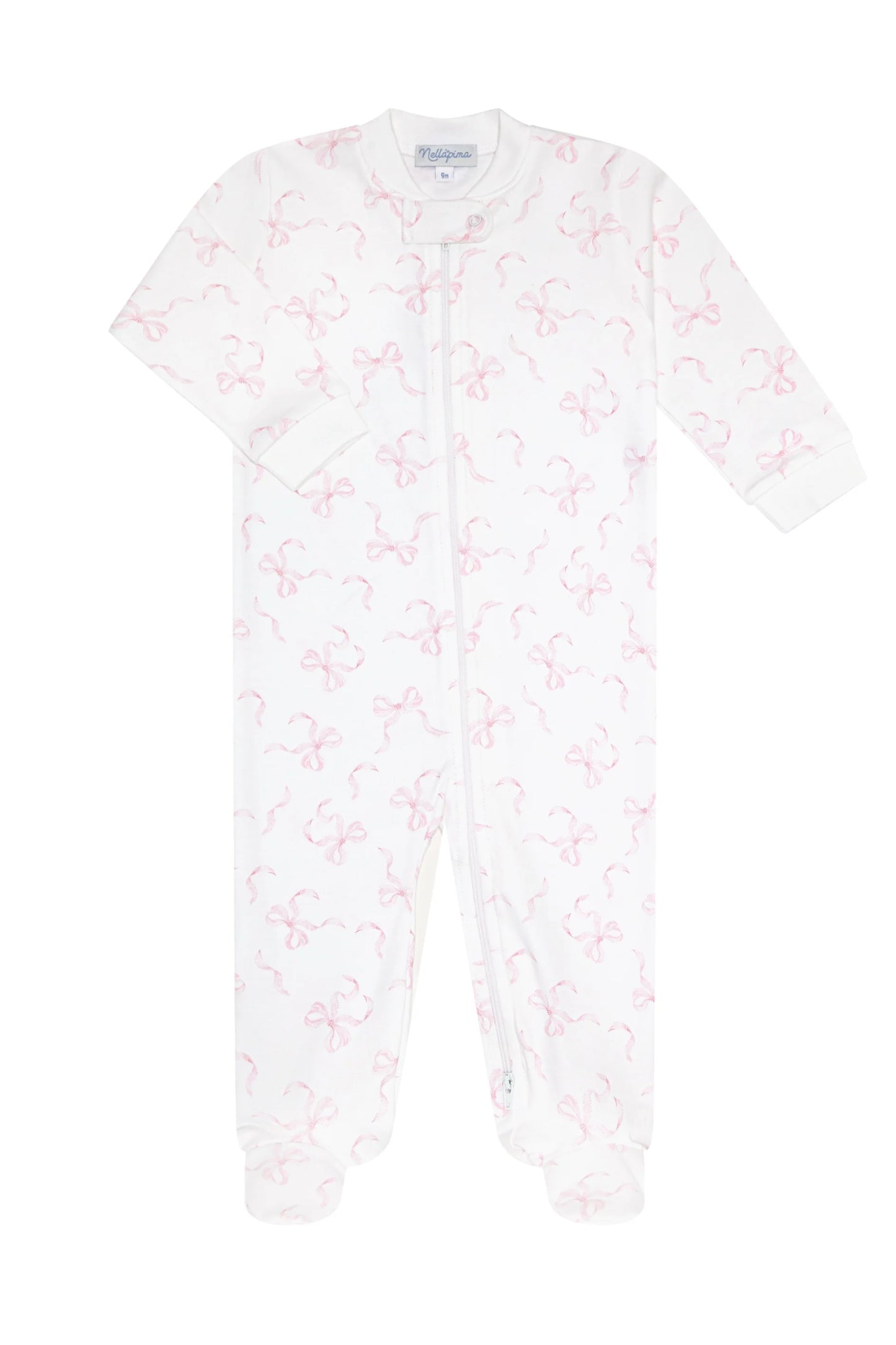 Charming Bows Print Zip Footie