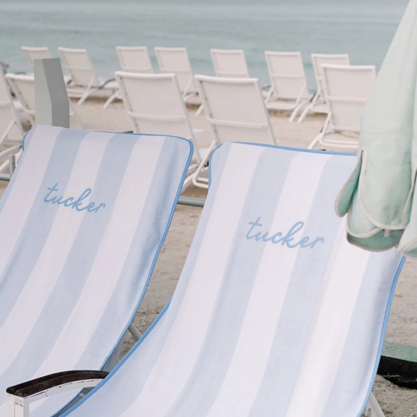 Pool Lounge Cover - Light Blue Stripe