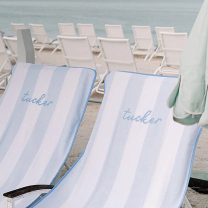 Pool Lounge Cover - Light Blue Stripe