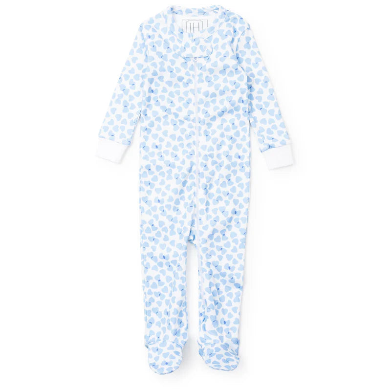 Parker Boys' Zipper Pajama - Confetti Hearts Blue