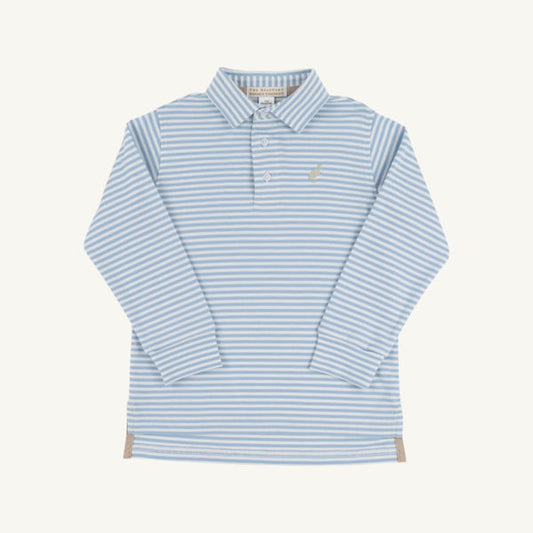 Long Sleeve Prim & Proper Polo - Barrington Blue Stripe