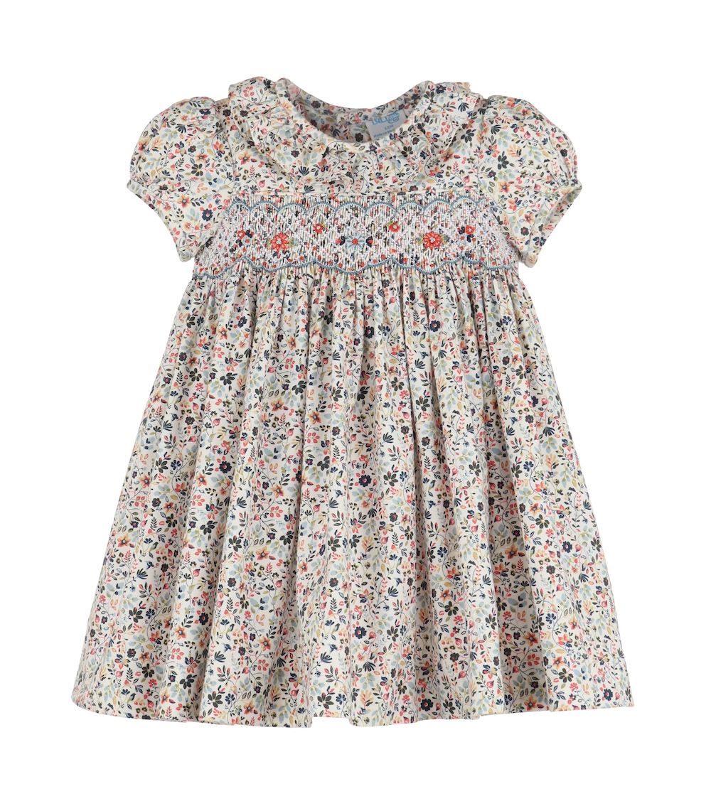 Majestic Blue Floral Smocked  Dress
