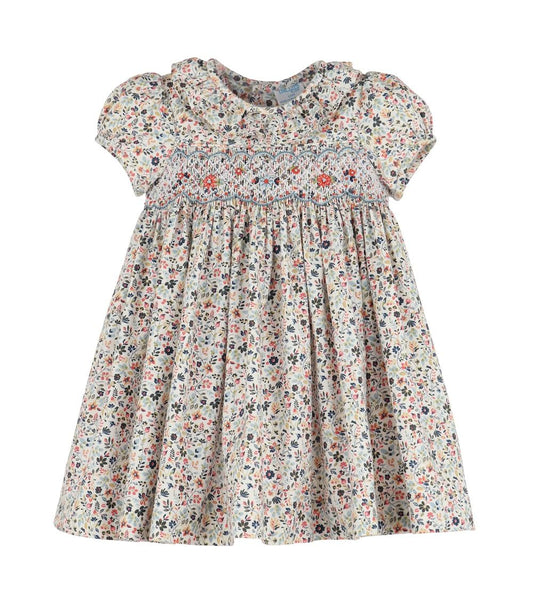 Majestic Blue Floral Smocked  Dress