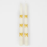 Gold Bow Taper Candles
