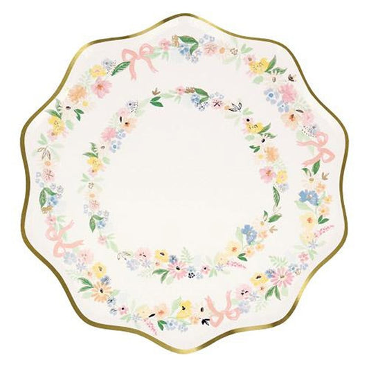 Elegant Floral Dinner Plates (x 8)
