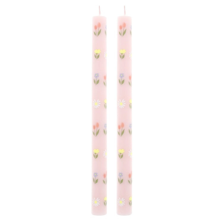 Floral Pattern Table Candles (x 2)