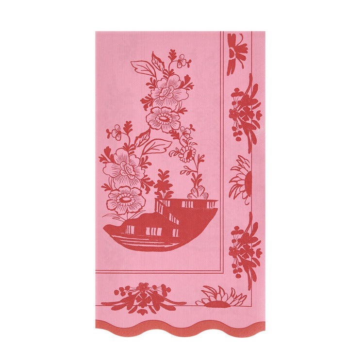 Pink Vintage Botanical Guest Towels (x 16)