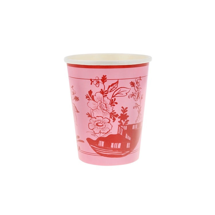 Pink Vintage Botanical Cups (x 8)