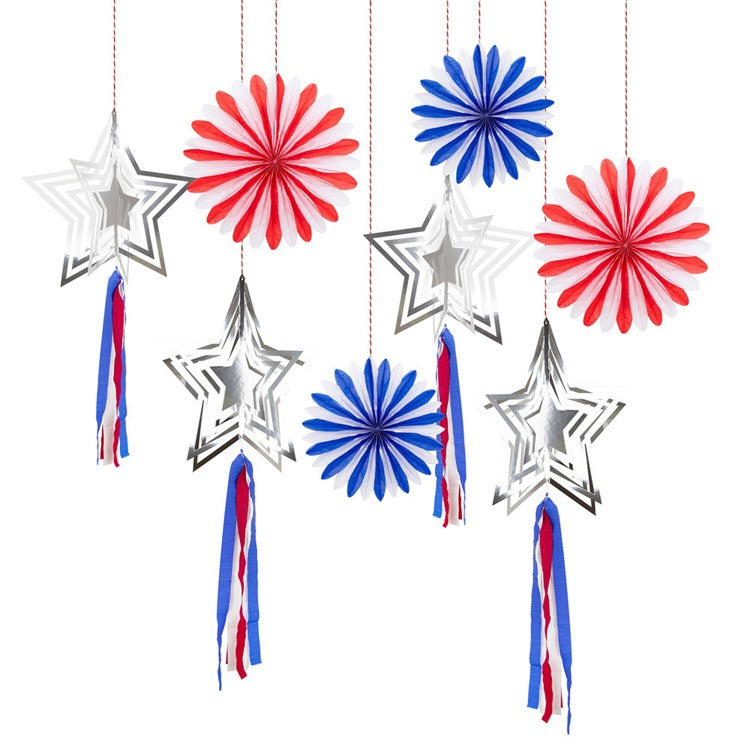 Stars & Stripes Hanging Decorations (x 8)