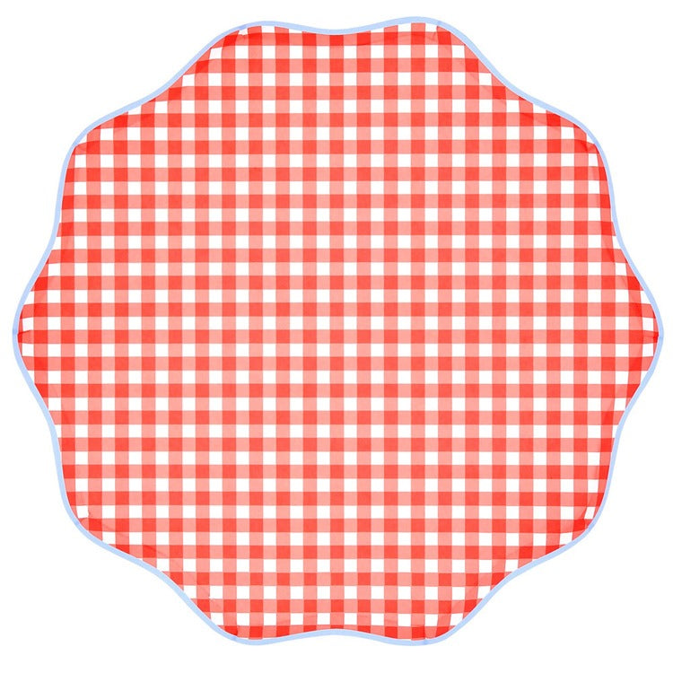 Red Gingham Dinner Plates (x 8)