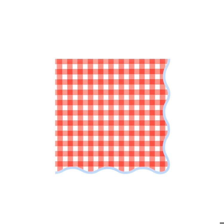 Red Gingham Small Napkins (x 16)