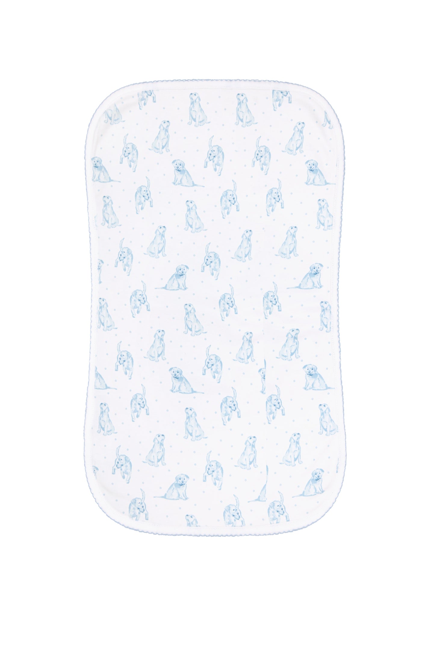 Blue Puppy Print Burp Cloth