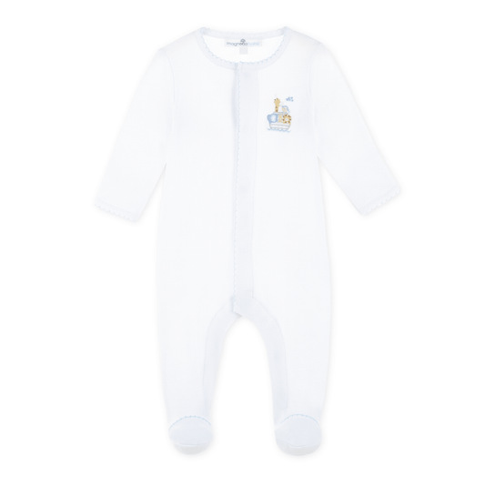 Noah's Ark Zip Footie - Light Blue