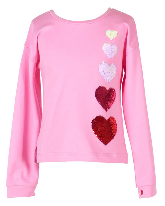 Tabby Top with Hombre Hearts - Light Pink