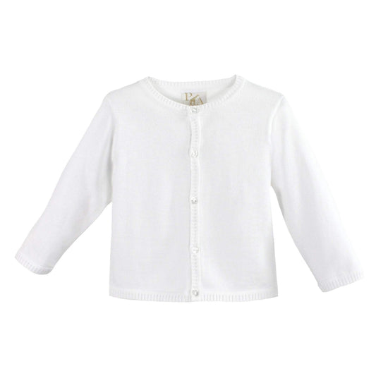 White Ladder Edge Basic Cardigan Sweater