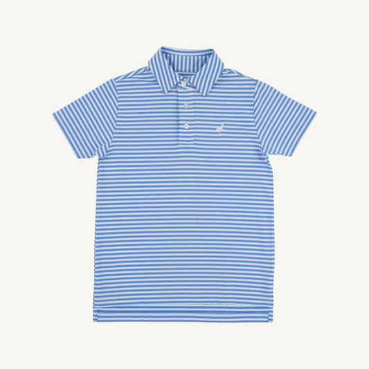 Prepletic Prim and Proper Polo SS - Sunrise Blvd Blue Stripe/ White