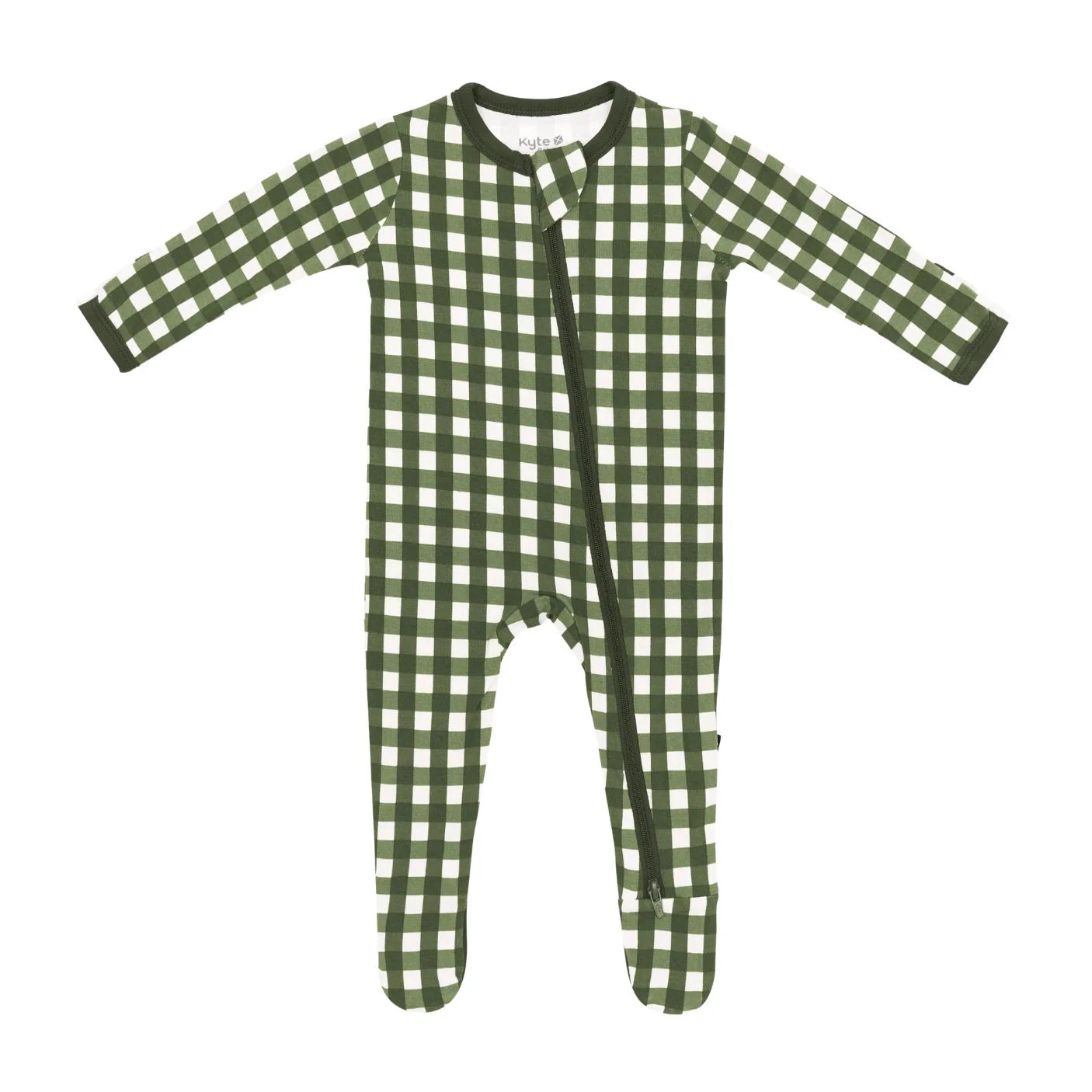 Zippered Footie in Gingham Fir