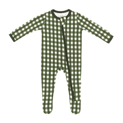 Zippered Footie in Gingham Fir