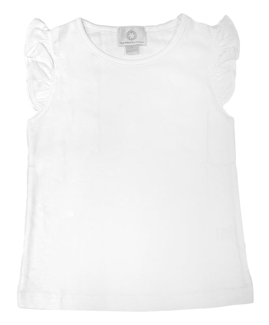 Pima Flutter Sleeve White Top