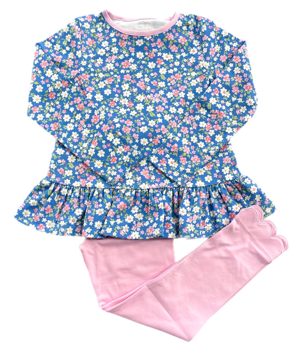 Peggy Peplum Legging Set Fall Floral Knit