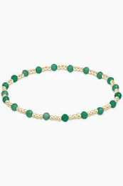 Gold Sincerity 3mm Bead Gemstone Bracelet - Green Onyx