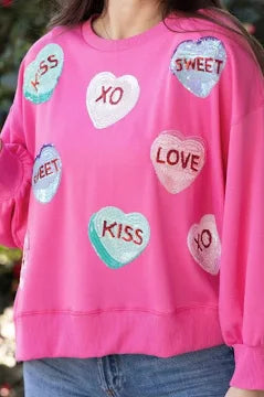 Pink Candy Hearts Sweatshirt