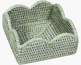 Rattan Scallop Luncheon Napkin Holder - Green