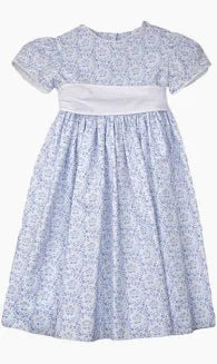 Blue Floral Waistline Dress