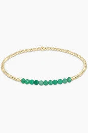 Gold Bliss  2mm Bead Gemstone Bracelet - Green Onyx