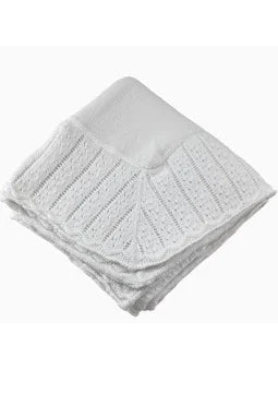 Cotton Pointelle Blanket White/White 36"