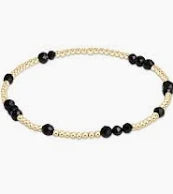 Hope Unwritten Gold Bead Gemstone Bracelet - Faceted Onyx