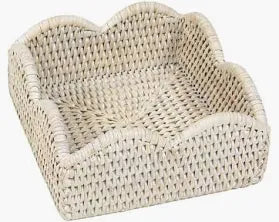 Rattan Scallop Luncheon Napkin Holder - Cream