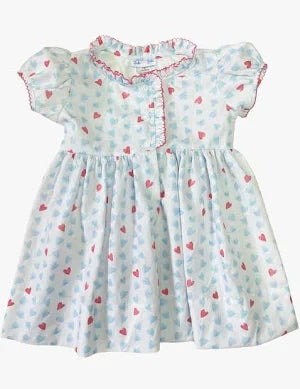 Ashley Hearts Print Ruffle Collar Dress