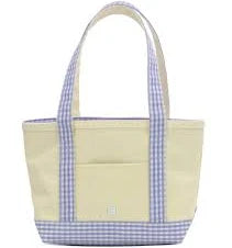 Mini Tote - Coated Canvas with Gingham Lilac Trim
