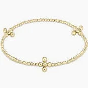 Extends Signature Gold Cross 2.5mm Bead Bracelet