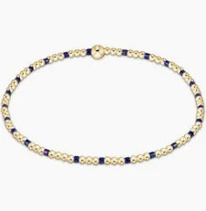 egirl Hope Sincerity Pattern 2mm Bead Bracelet - Blue Metallic