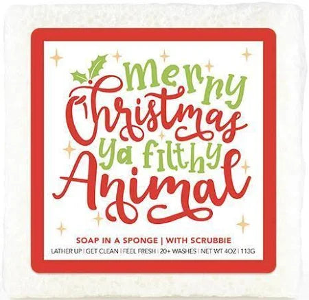 Merry Christmas Ya Filthy Animal Soap Square Sponge