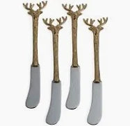 Zodax Peura Stag's Head Cocktail /Cheese Knife Set Of 4