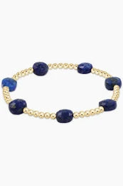Admire Gold 3mm Bead Gemstone Bracelet - Lapis