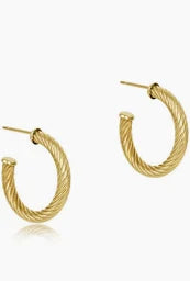 Round Gold 0.5" Post Textured Twist Hoop - 4mm