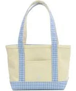 Mini Tote - Coated Canvas with Gingham Sky Trim